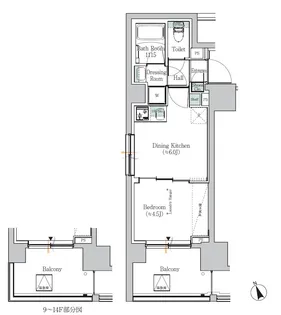 ONE ROOF RESIDENCE ASAKUSABASHI【4階】の間取り