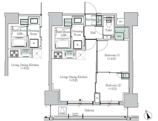 ONE ROOF RESIDENCE ASAKUSABASHI【14階】の間取り