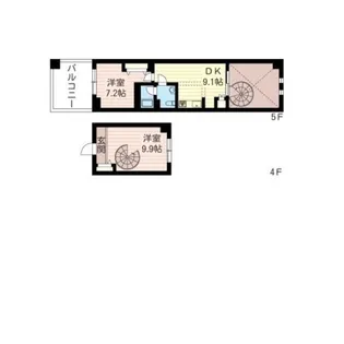レジデンスシャルマン月島【4階】の間取り