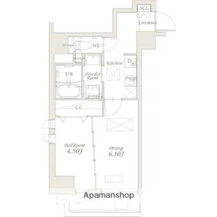 1DKの間取り画像