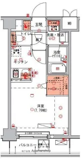 ハーモニーレジデンス森下001【7階】の間取り