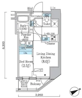 プライムブリス蔵前【8階】の間取り
