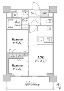 ウエリスアーバン水天宮前【12階】の間取り