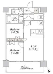 ウエリスアーバン水天宮前【13階】の間取り