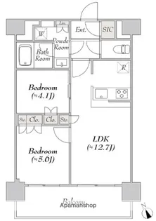 ウエリスアーバン水天宮前【13階】の間取り
