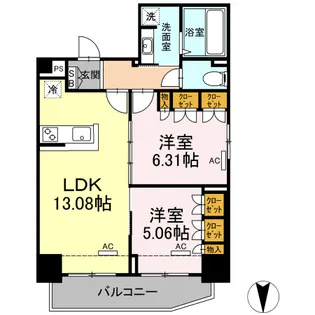 ホウエイコート秋葉原【12階】の間取り