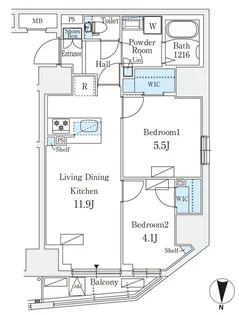 2LDKの間取り画像