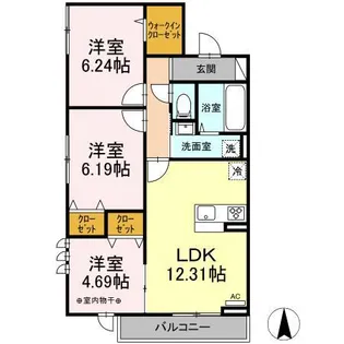 メゾンボヌール【3階】の間取り
