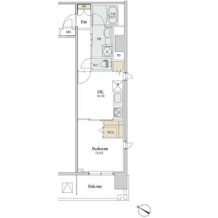 1DKの間取り画像