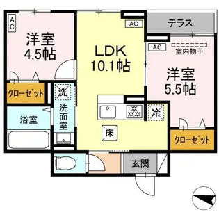セレスティア西綾瀬【1階】の間取り