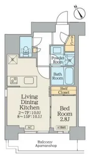 クレストコート門前仲町【10階】の間取り