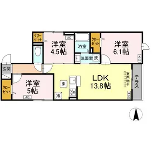 セレスティア東葛西V【1階】の間取り