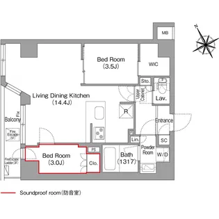 コンフォリア・リヴ平井MUTIO【3階】の間取り