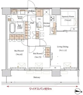 ブランシエスタ木場【11階】の間取り