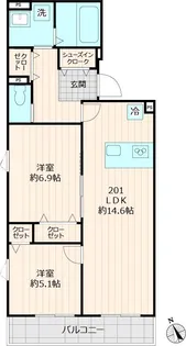 2LDKの間取り画像