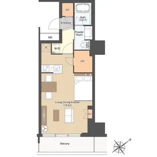 東京ポートシティ竹芝レジデンスタワー【7階】の間取り