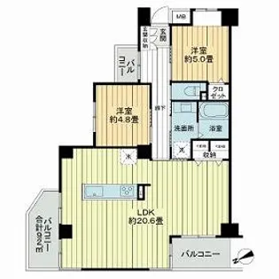 サニーハウス新小岩親水公園【6階】の間取り