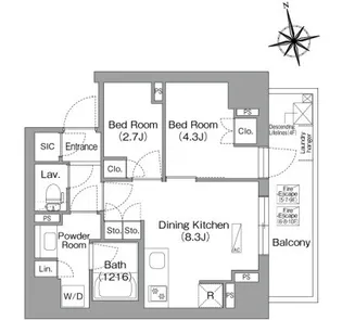 コンフォリア・リヴ門前仲町EAST【4階】の間取り