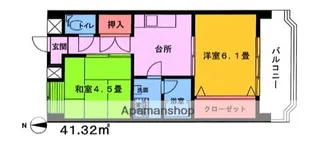 オクムラハイツ【5階】の間取り