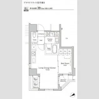 プラウドフラット浅草橋Ⅱ【2階】の間取り