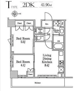 レジディア南品川Ⅱ【8階】の間取り