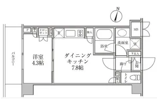 レジディア神楽坂Ⅱ【2階】の間取り