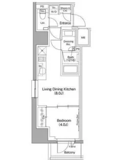 ザ・パークハビオ五反田【14階】の間取り