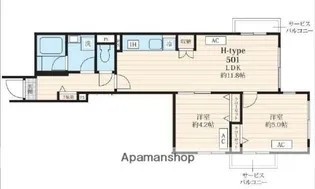 FOSSETTE池田山【5階】の間取り