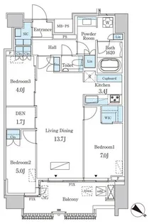 レガシス中目黒【14階】の間取り