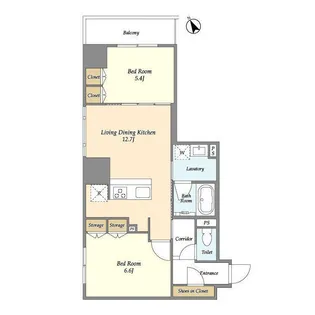 2LDKの間取り画像