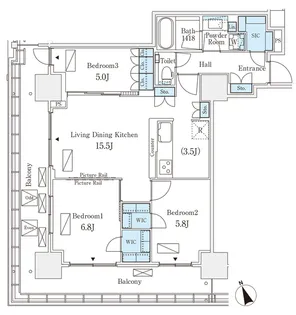 ロイヤルパークス品川【16階】の間取り