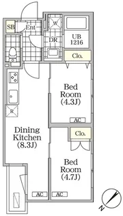 BRICK RESIDENCE 目黒本町【2階】の間取り