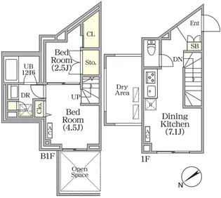 ユーレジデンス目黒東山【1階】の間取り