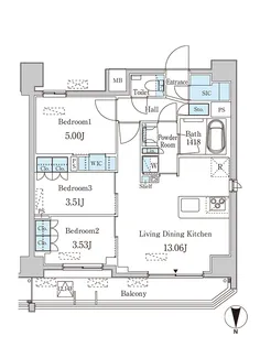 JP NOIE 西蒲田【13階】の間取り
