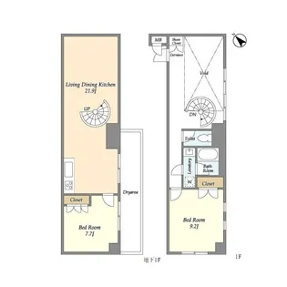 HF目黒行人坂レジデンス【1階】の間取り