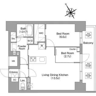 バウスフラッツ蔵前【6階】の間取り