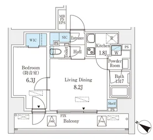 フィシオ飯田橋【12階】の間取り