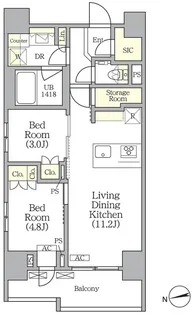アーバンコア旗の台【10階】の間取り