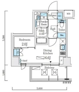 1DKの間取り画像