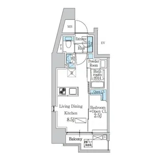 デュオフラッツ品川戸越【9階】の間取り