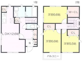 神奈川県川崎市中原区中丸子【一戸建】の間取り