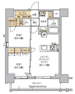 リビオメゾン芝浦【11階】の間取り