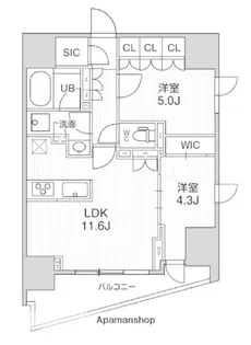 シーズンフラッツ大井町【14階】の間取り