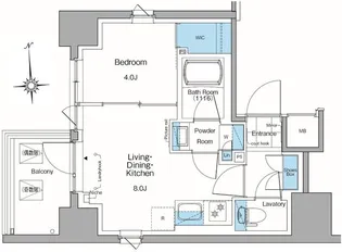 ルフォンプログレ田原町【15階】の間取り