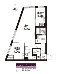 レピュア旗の台レジデンス【1階】の間取り