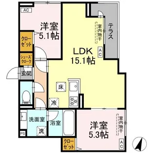 セレスティア船橋II【1階】の間取り