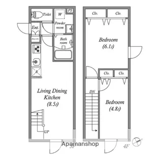 LEGALAND 大森山王【0304号室】の間取り