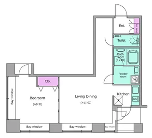 レジディアタワー麻布十番【12階】の間取り