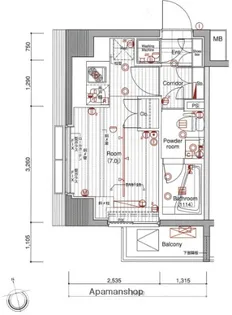 プレミアムキューブ大森【6階】の間取り