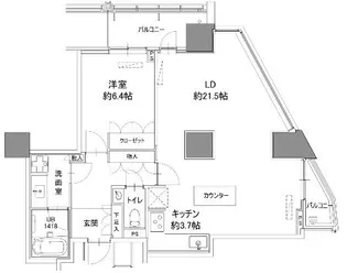 カスタリアタワー品川シーサイド【2302号室】の間取り